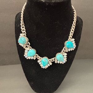 Express Silver and Blue Gem Necklace